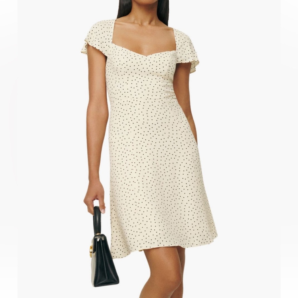 Reformation Cream Polka Dot Mini Dress